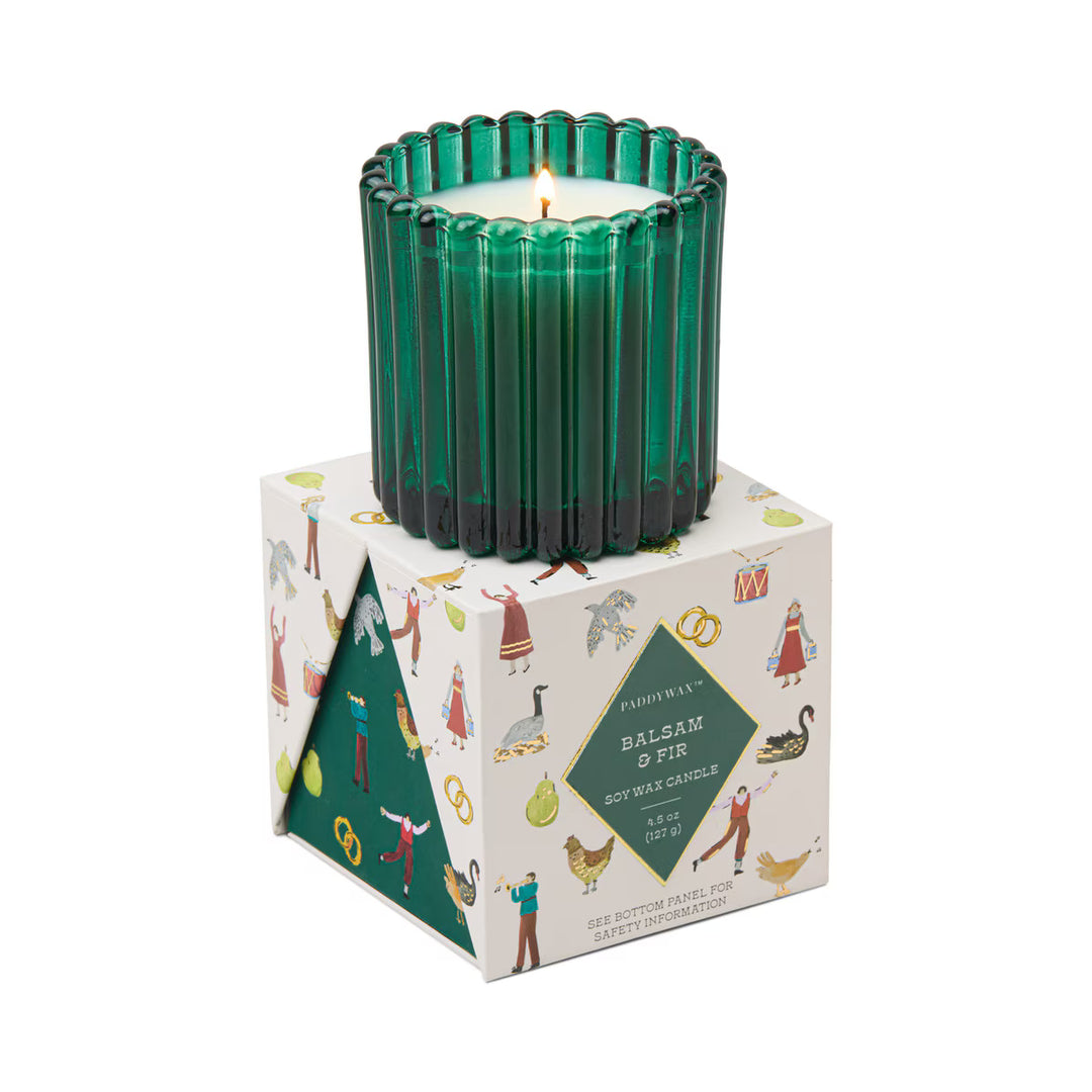 Cypress & Fir 4.5 Oz Boxed Ribbed Candle - Green Mercury, Balsam & Fir