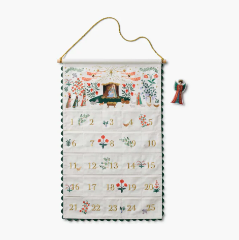 Nativity Embroidered Hanging Advent Calendar