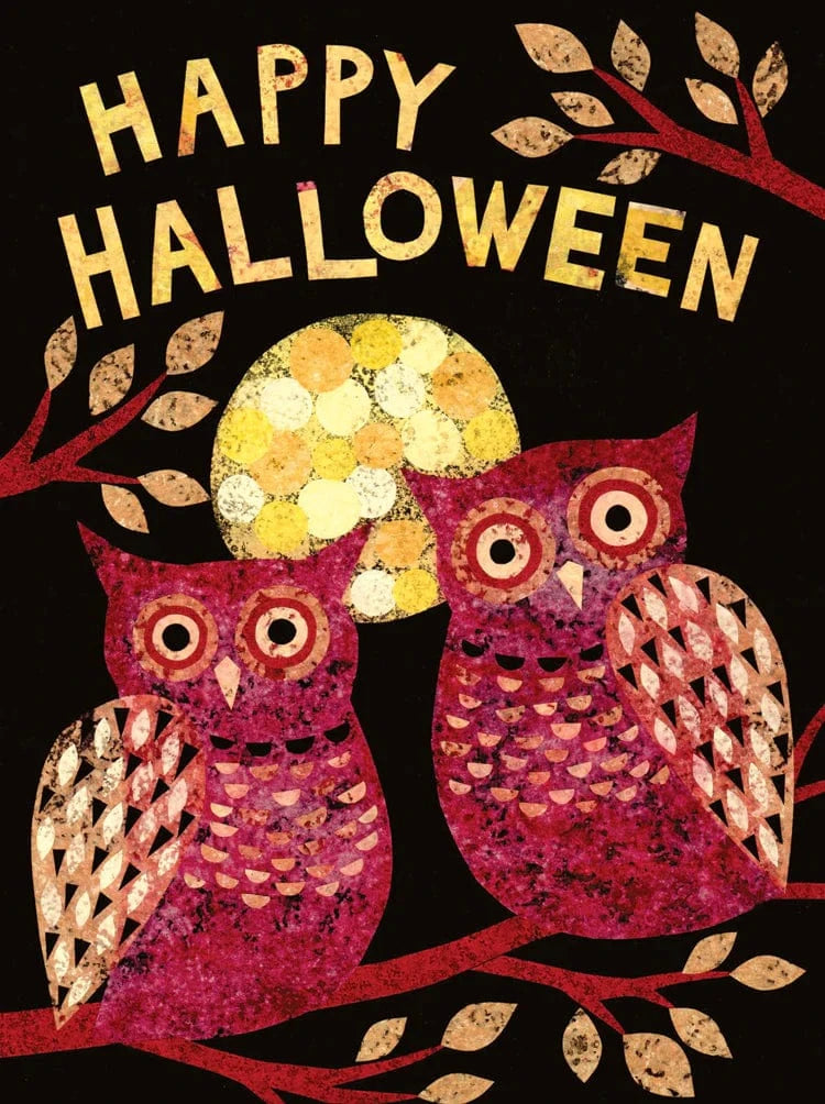 Allport Holiday Big Moon Halloween Owl Card