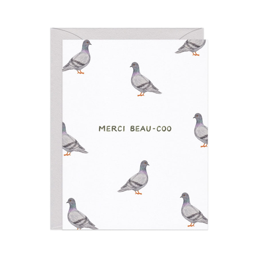 Amy Zhang Card Merci Beau-Coo Pigeon — French Pun Thanks Card