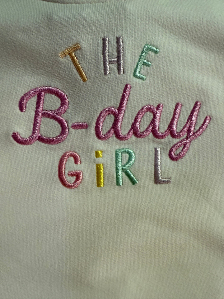 Angel Dear Baby Birthday Girl - Puffy L/s Oversized Sweatshirt With B-day Girl Embroidery
