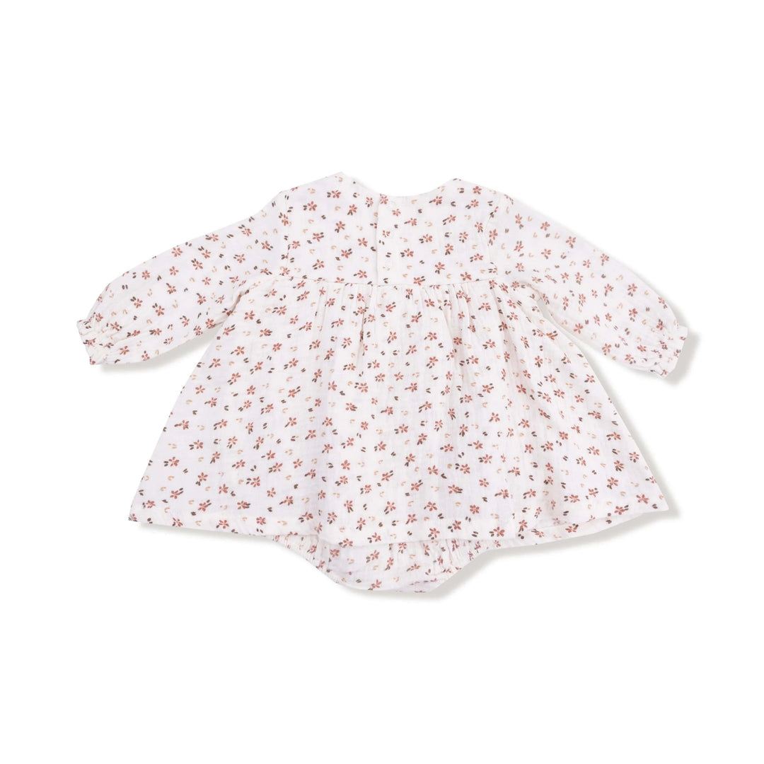 Angel Dear Baby Carrie Floral - Muslin Long Sleeve Smocked Ruffle Bubble with Skirt