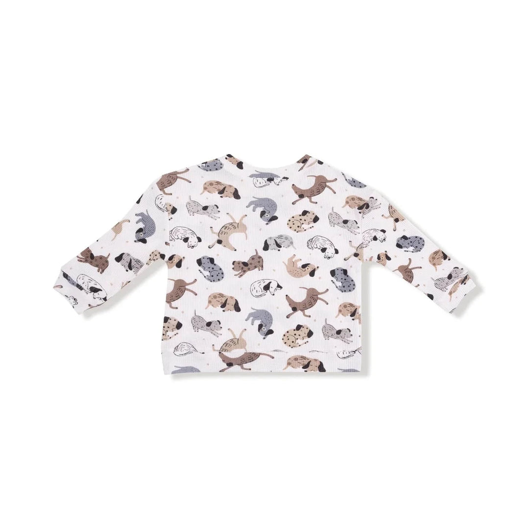 Angel Dear Baby Drop Sleeve Waffle Top with Waffle Jogger - Cozy Pups