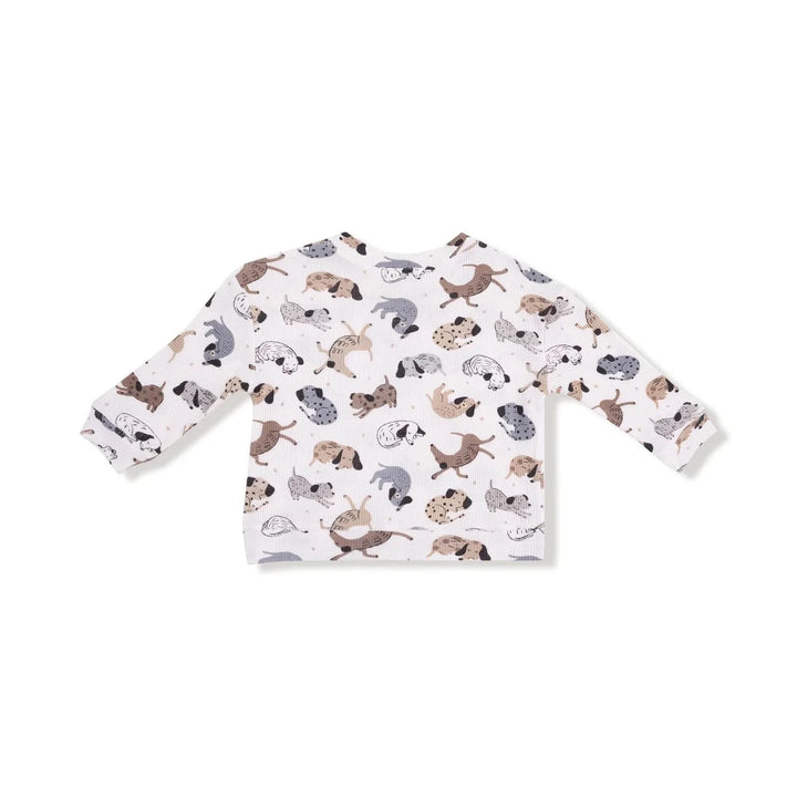 Angel Dear Baby Drop Sleeve Waffle Top with Waffle Jogger - Cozy Pups