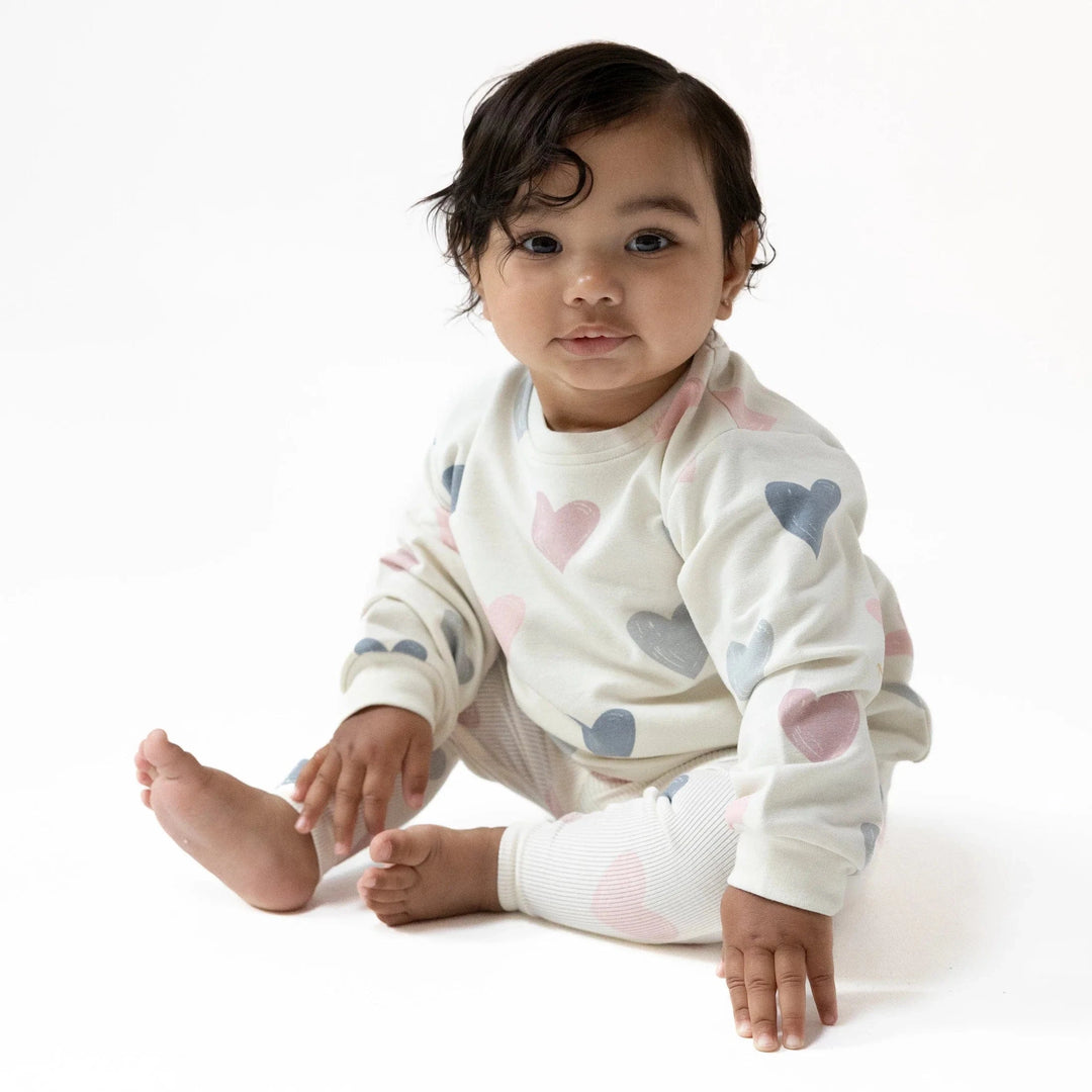 Angel Dear Baby Puffy Long Sleeve Oversized Sweatshirt + Legging - Hearts
