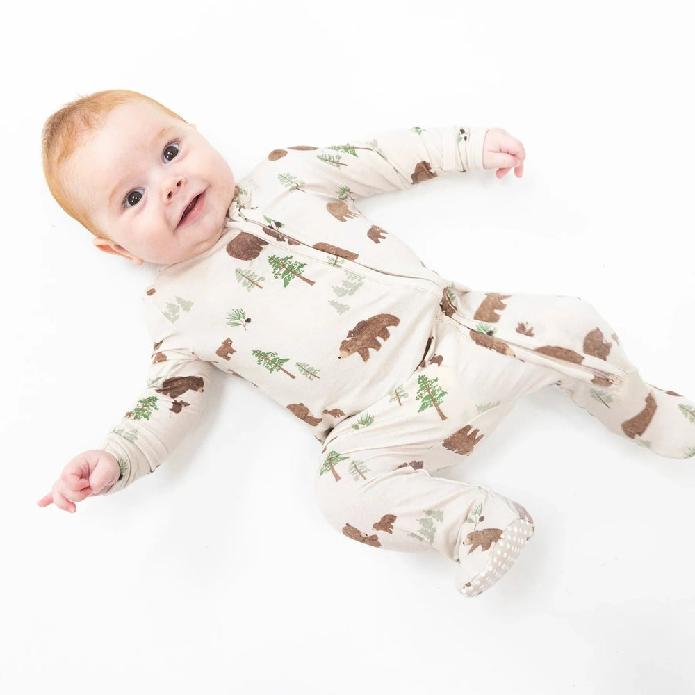 Angel Dear Baby Sweet Brown Bears - 2 Way Zipper Footie