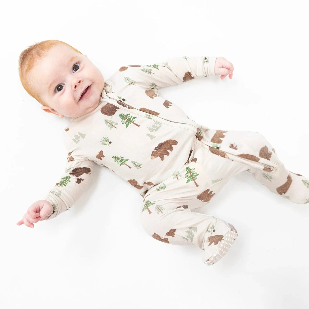 Angel Dear Baby Sweet Brown Bears - 2 Way Zipper Footie