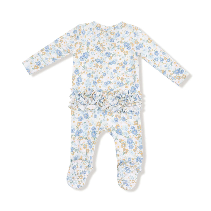 Angel Dear Baby Sweet Rose Calico - 2 Way Zipper Ruffle Back Footie