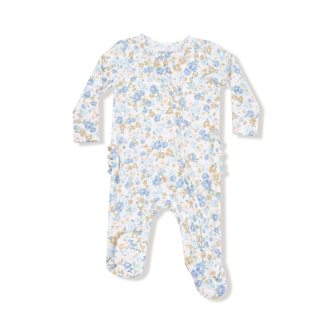 Angel Dear Baby Sweet Rose Calico - 2 Way Zipper Ruffle Back Footie