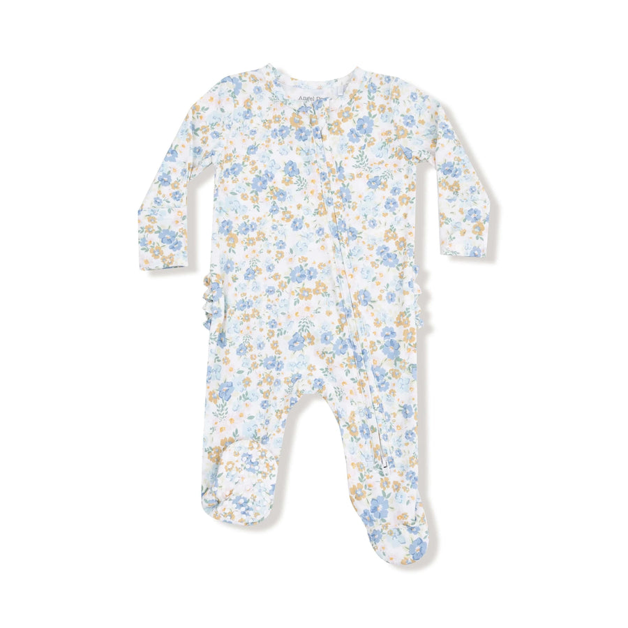 Angel Dear Baby Sweet Rose Calico - 2 Way Zipper Ruffle Back Footie