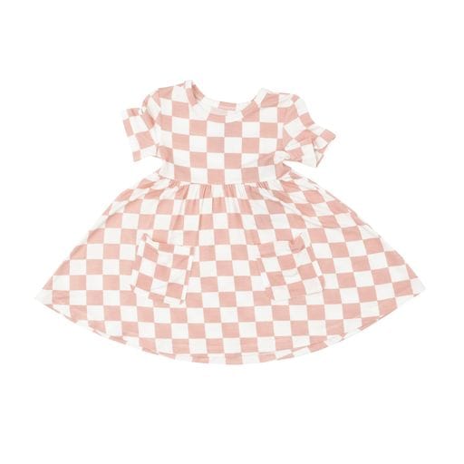 Angel Dear Baby & Toddler Dresses Checkerboard Pink Twirly S/s Dress