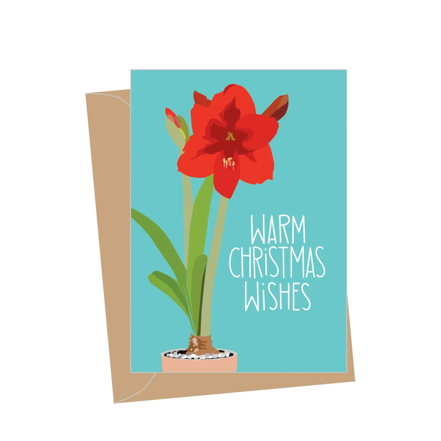 Apartment 2 Cards Enclosure Card Mini Holiday Red Amaryllis, Folded Enclosure Card