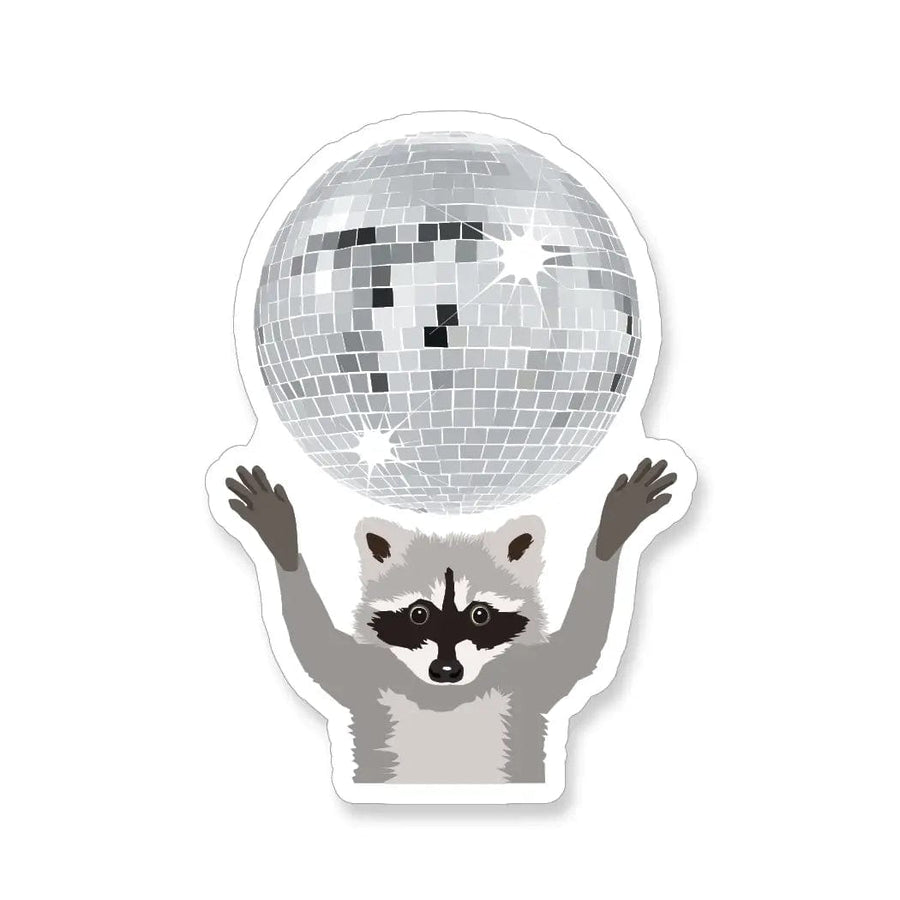Apartment 2 Cards Sticker Raccoon with Disco Ball Vinyl Sticker