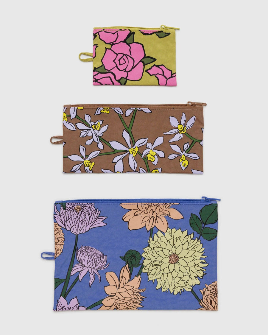 Baggu Bags Garden Flowers / OS Flat Pouch Set