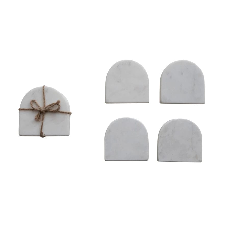 Bloomingville Coasters Arched Marble Coasters, White, Set of 4