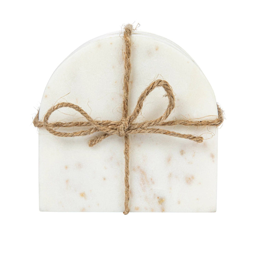 Bloomingville Coasters Arched Marble Coasters, White, Set of 4