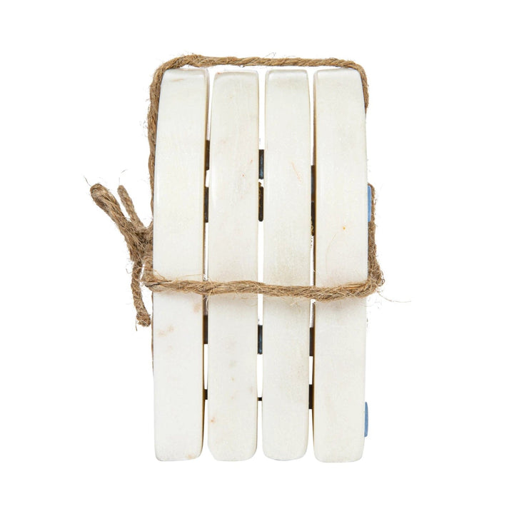 Bloomingville Coasters Arched Marble Coasters, White, Set of 4