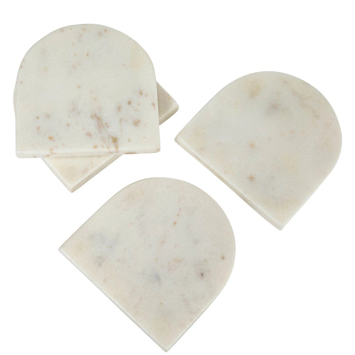 Bloomingville Coasters Arched Marble Coasters, White, Set of 4