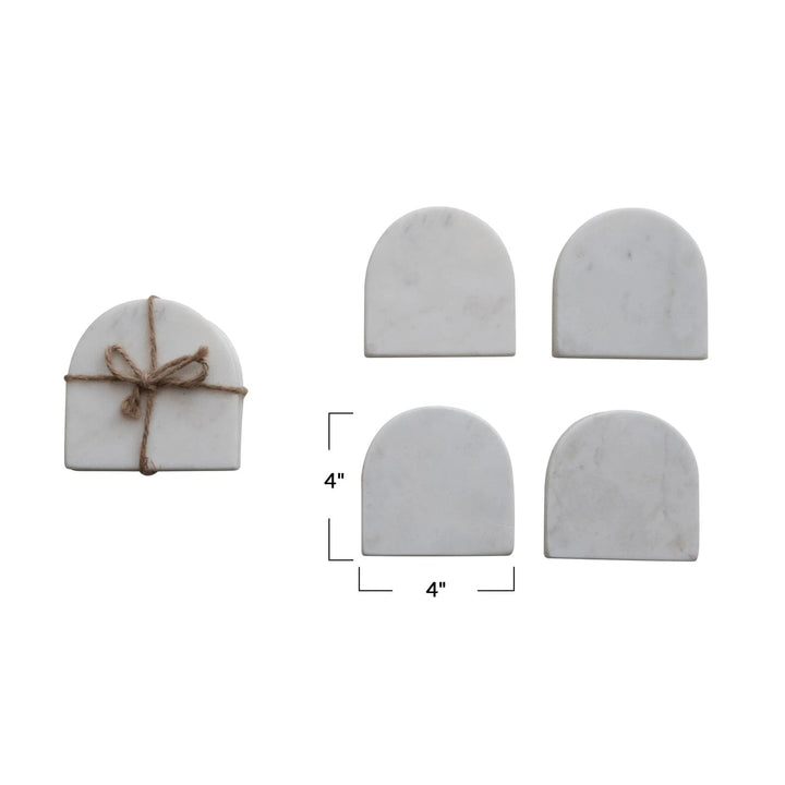 Bloomingville Coasters Arched Marble Coasters, White, Set of 4