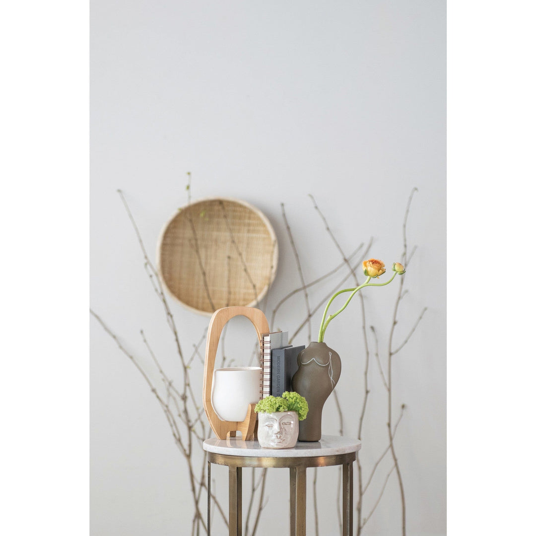 Bloomingville Plants Stoneware Mini Planter with Face, Reactive Glaze