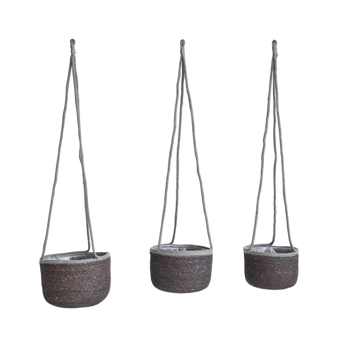 Bloomingville Pots & Planters Hand-Woven Seagrass Hanging Planters, Grey