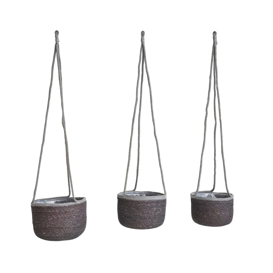 Bloomingville Pots & Planters Hand-Woven Seagrass Hanging Planters, Grey