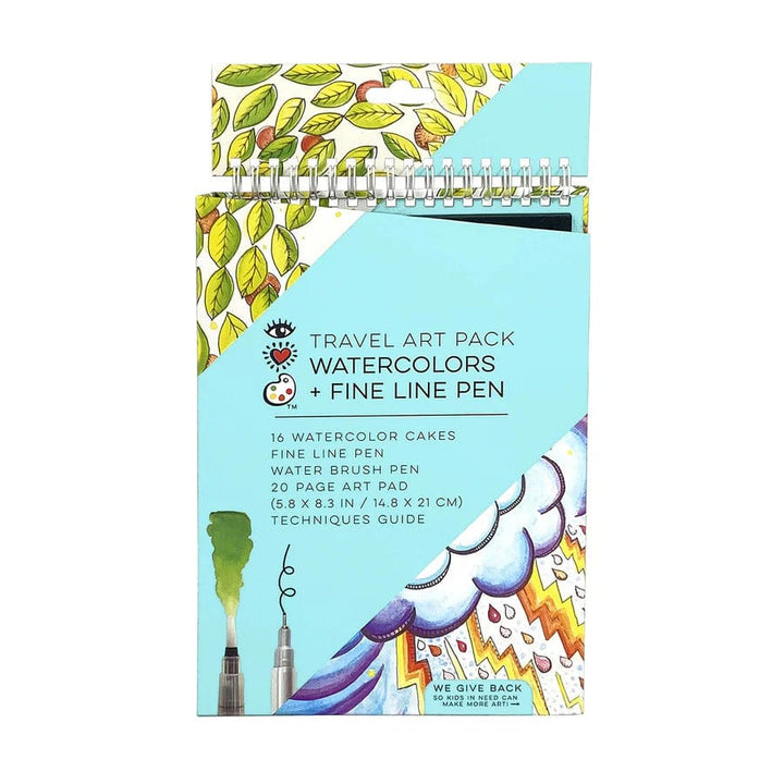 Bright Stripes Arts Travel Art Pack Watercolors + Fine Line Pen