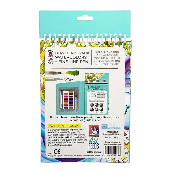 Bright Stripes Arts Travel Art Pack Watercolors + Fine Line Pen