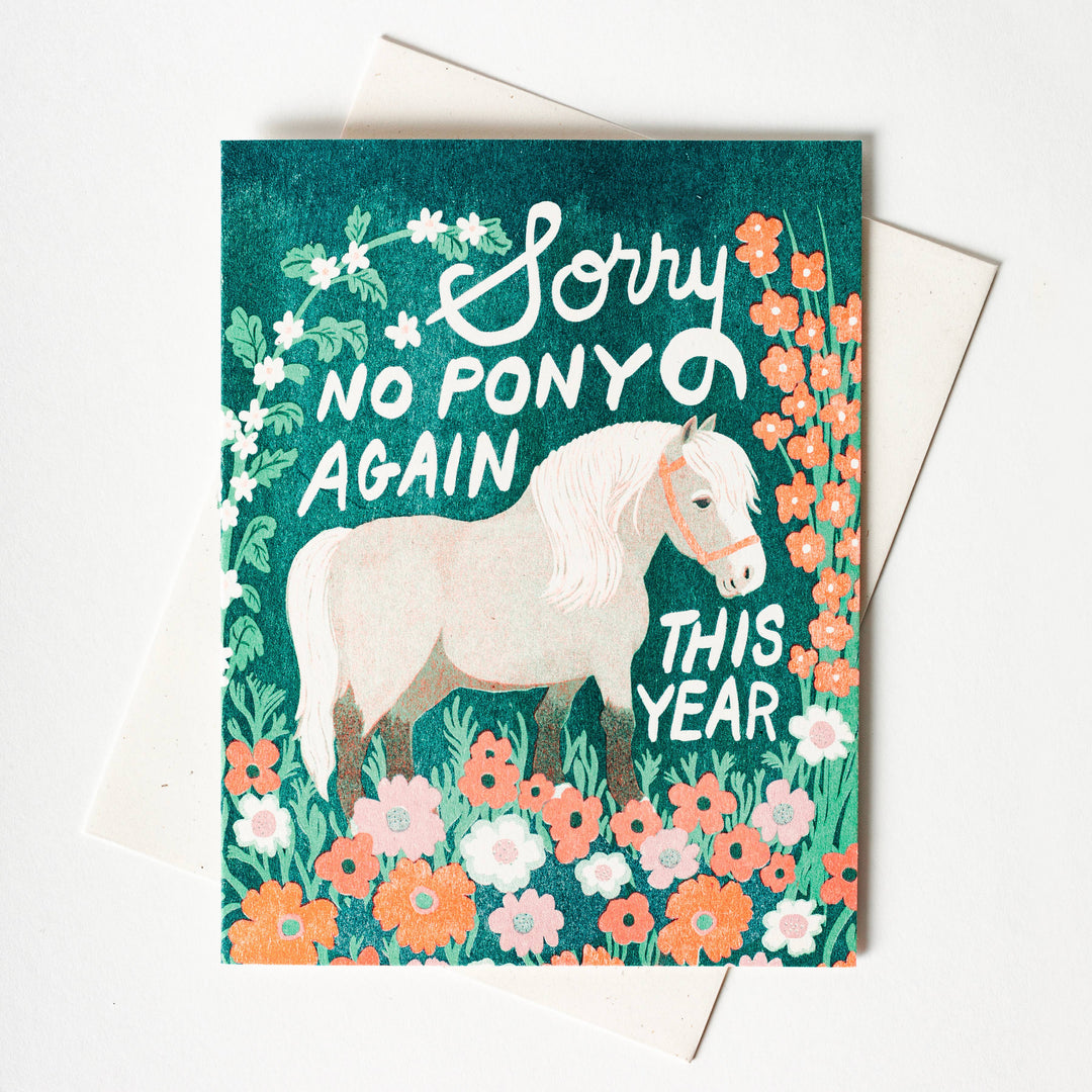 Bromstad Printing Co. Card No Pony Birthday - Risograph Card