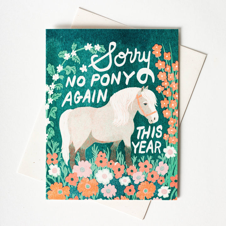 Bromstad Printing Co. Card No Pony Birthday - Risograph Card
