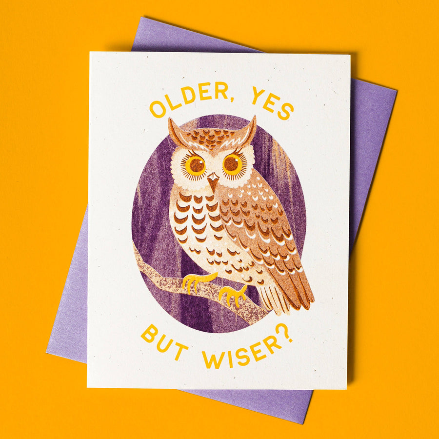 Bromstad Printing Co. Card Older Owl - Risograph Birthday Card