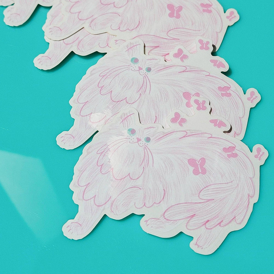 Bromstad Printing Co. Cards Butterfly Cat - Clear Sticker