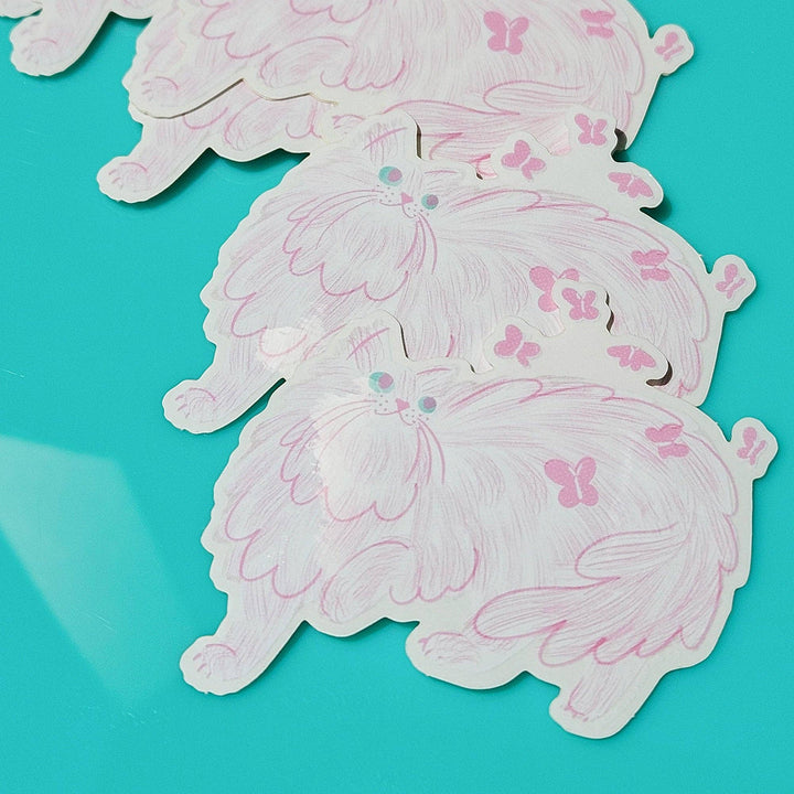 Bromstad Printing Co. Cards Butterfly Cat - Clear Sticker