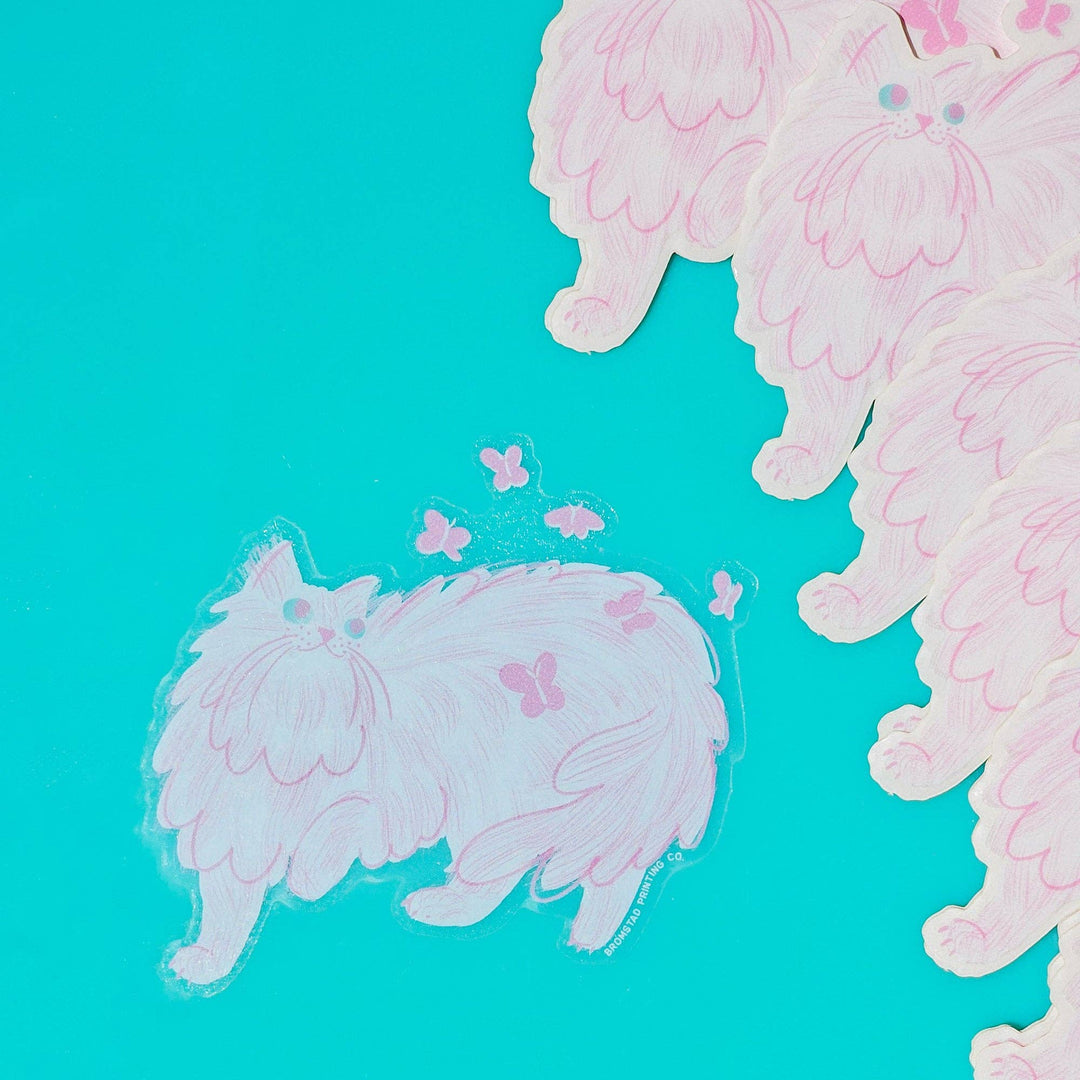 Bromstad Printing Co. Cards Butterfly Cat - Clear Sticker