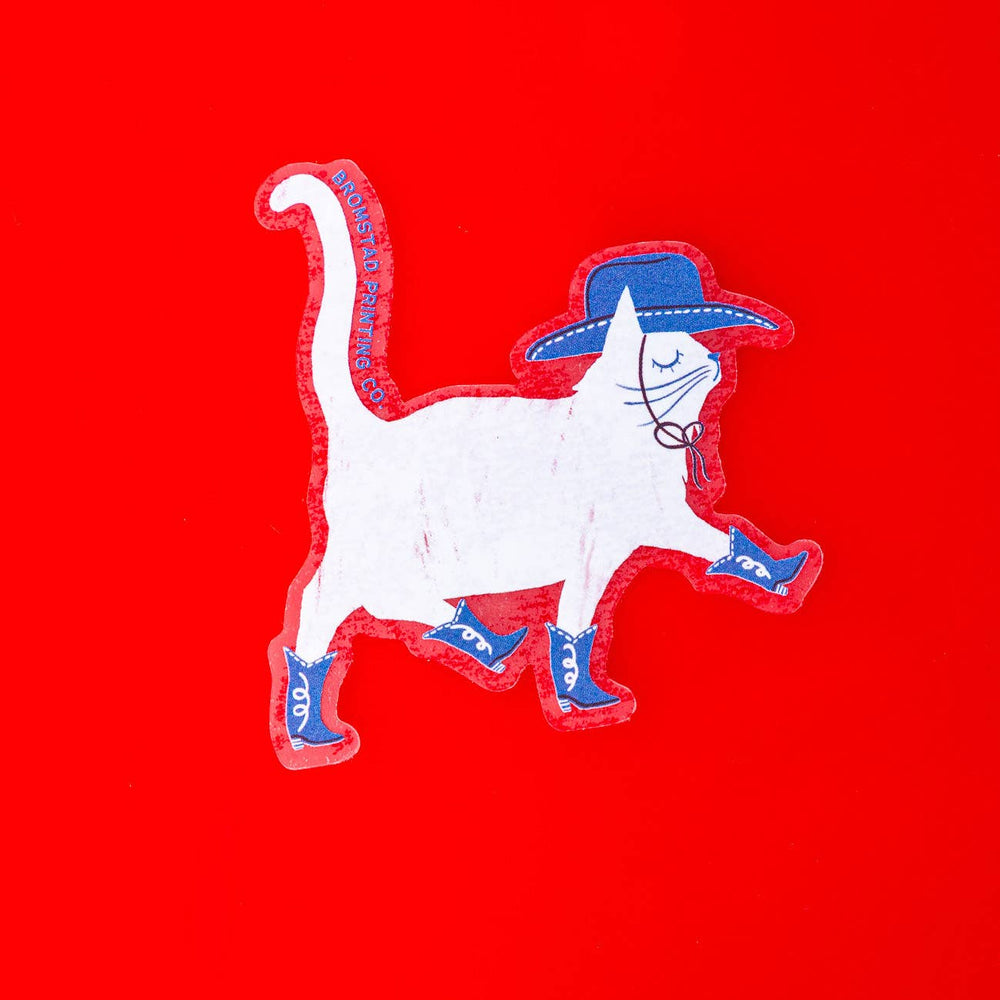Bromstad Printing Co. Sticker Cowboy Cat Clear Sticker