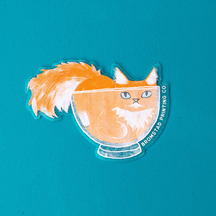Bromstad Printing Co. Sticker Orange Cat in a Bowl Clear Sticker