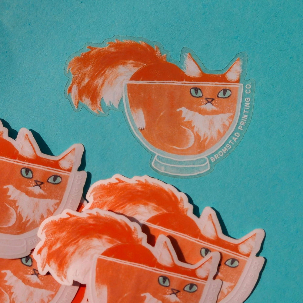 Bromstad Printing Co. Sticker Orange Cat in a Bowl Clear Sticker