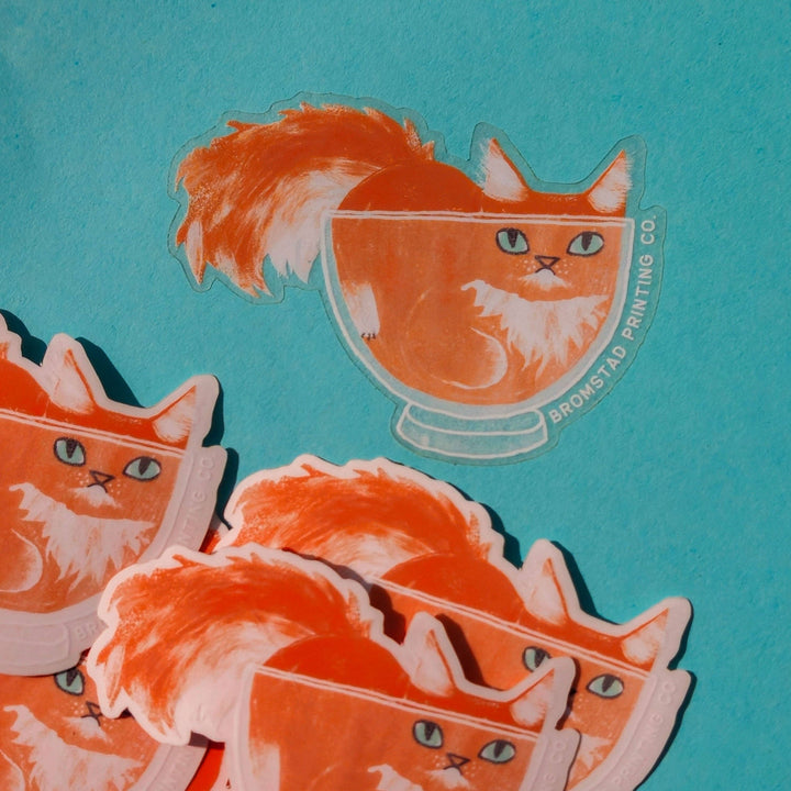 Bromstad Printing Co. Sticker Orange Cat in a Bowl Clear Sticker