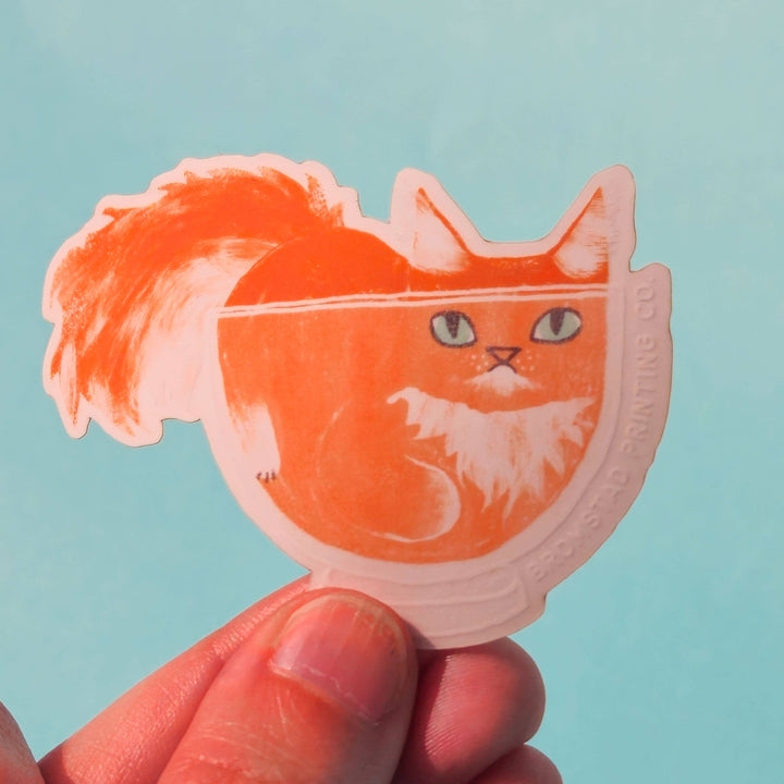 Bromstad Printing Co. Sticker Orange Cat in a Bowl Clear Sticker
