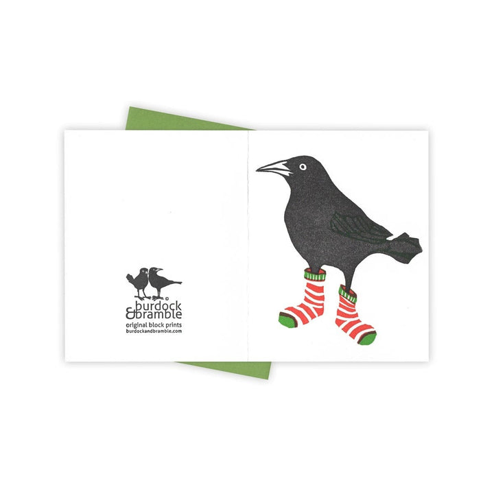 Burdock & Bramble Card Elf Socks Grackle Card