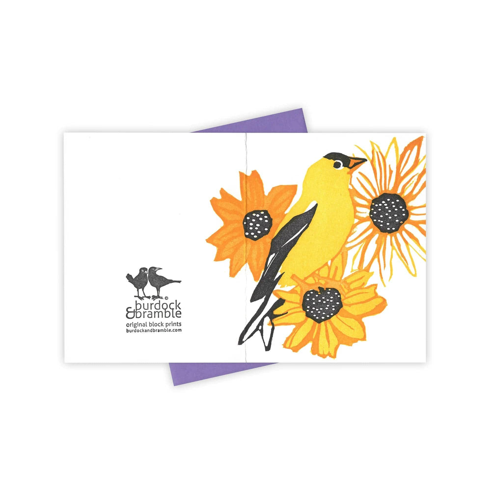 Burdock & Bramble Card Flower Garden Goldfinch Card