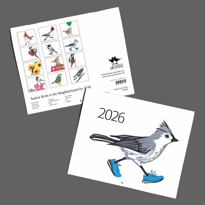Burdock & Bramble Paper Twelve Birds in the Neighborhood for 2026 Calendar