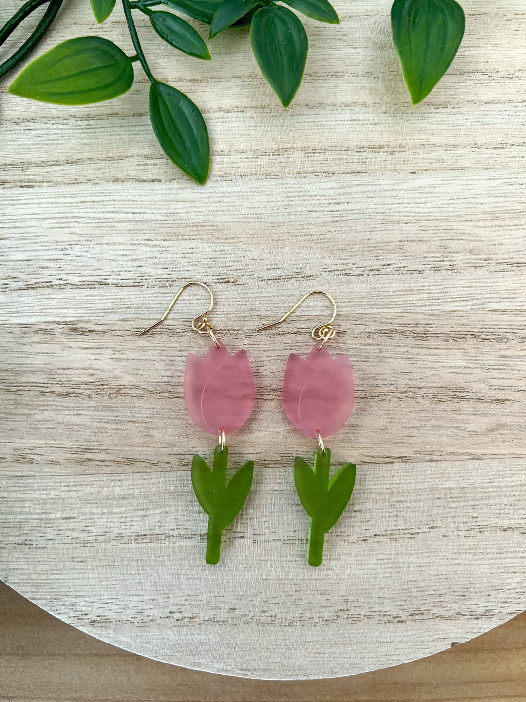 Cocoa Loves Grey Earrings Pink Tulip Dreams