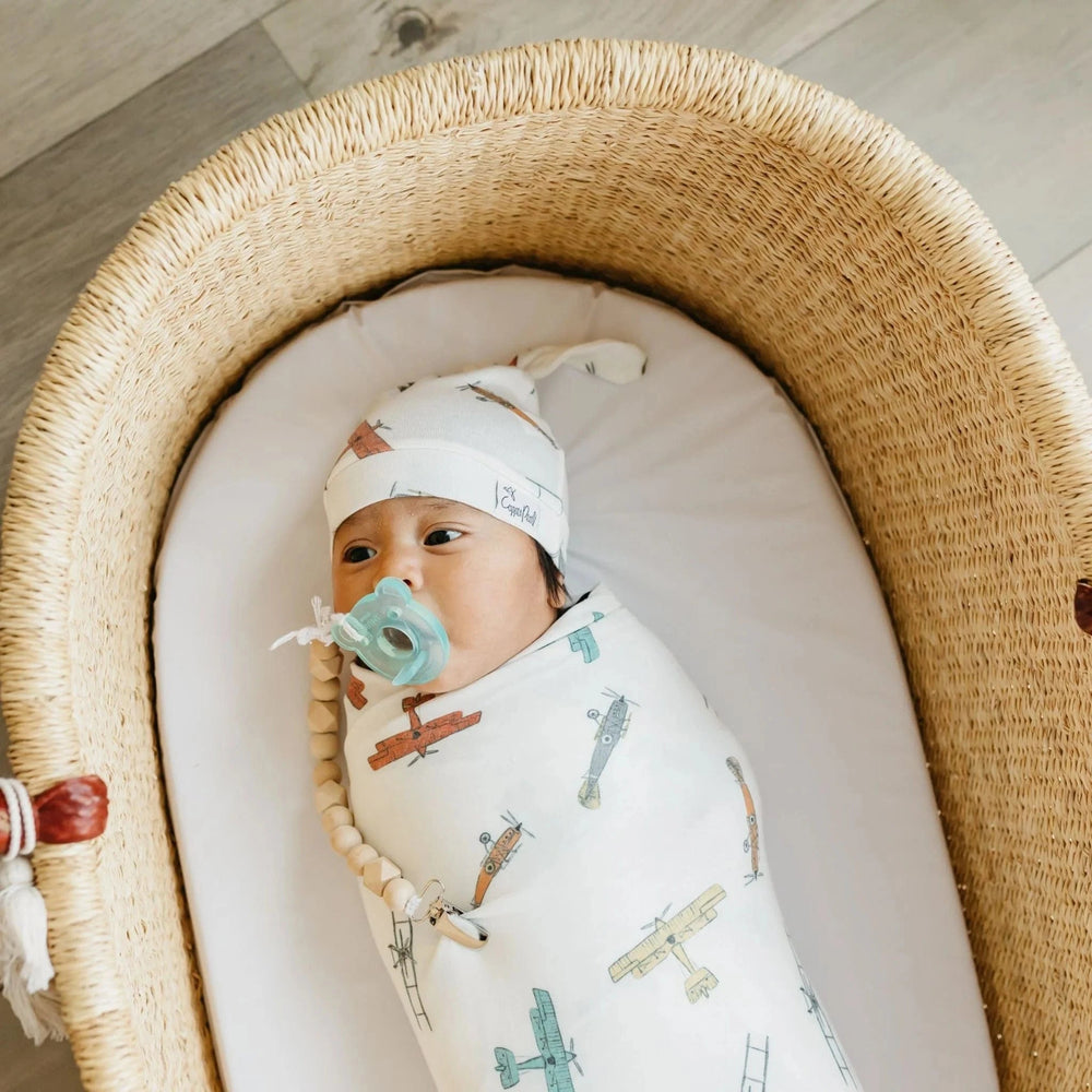 Copper Pearl Baby Ace Top Knot Hat