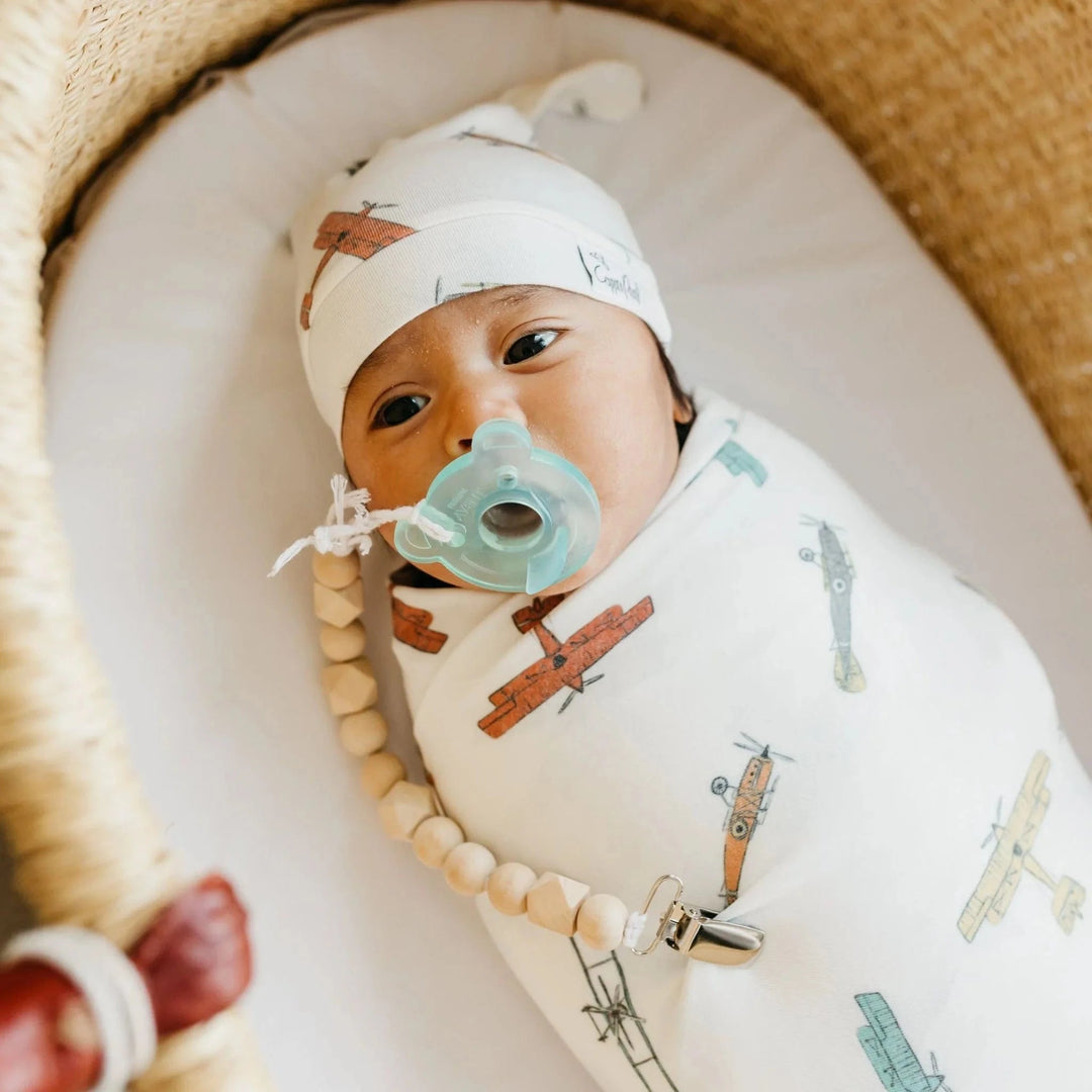 Copper Pearl Baby Ace Top Knot Hat