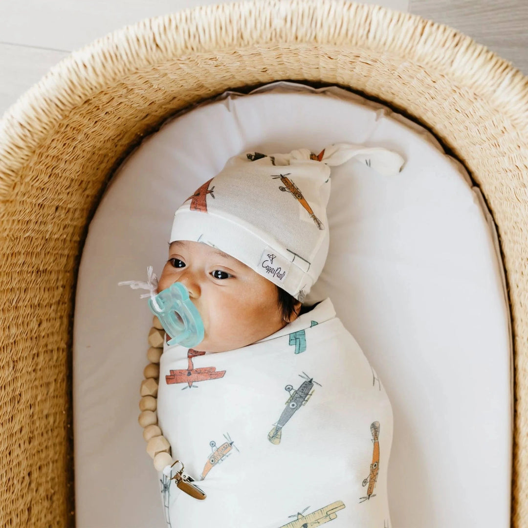 Copper Pearl Baby Ace Top Knot Hat