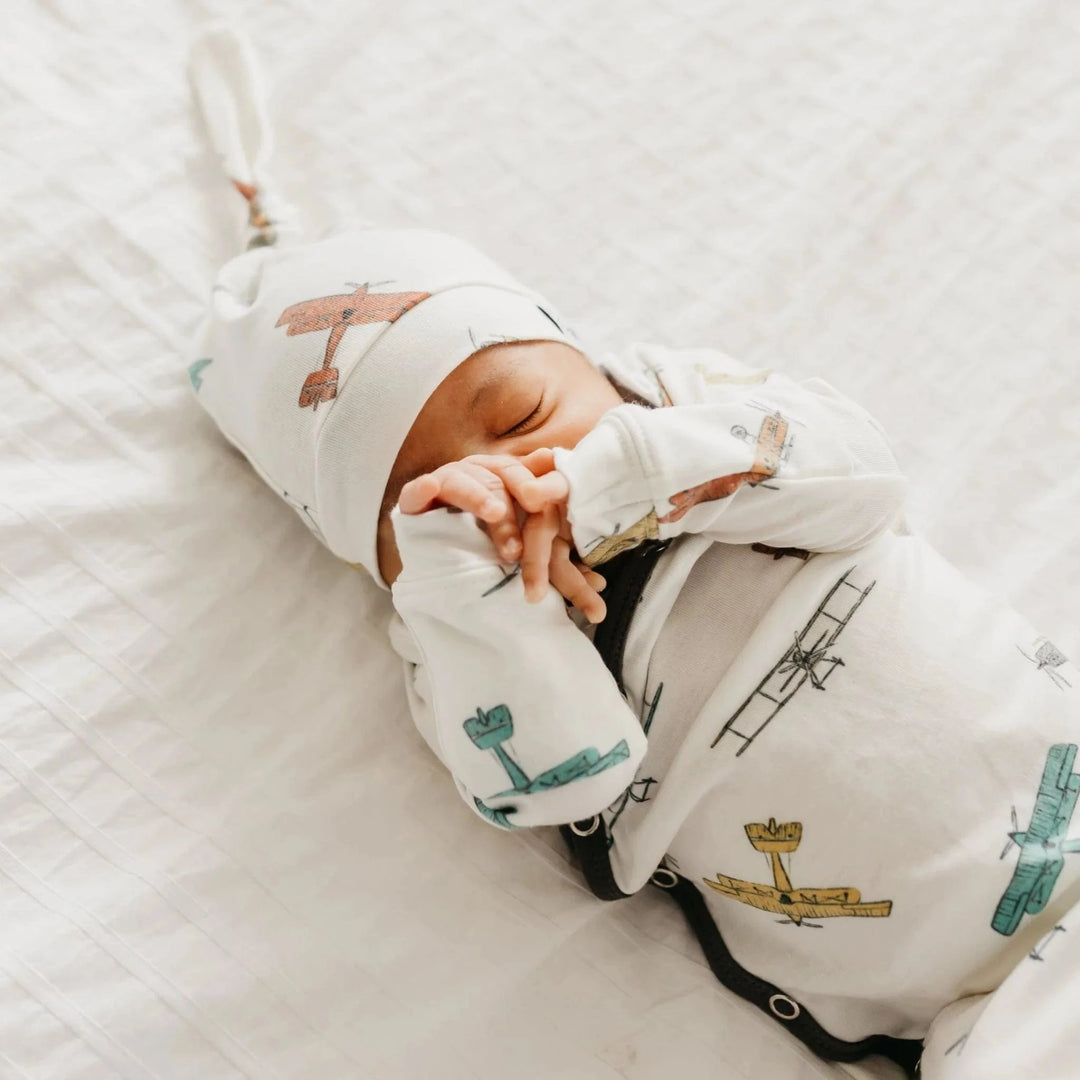 Copper Pearl Baby Ace Top Knot Hat