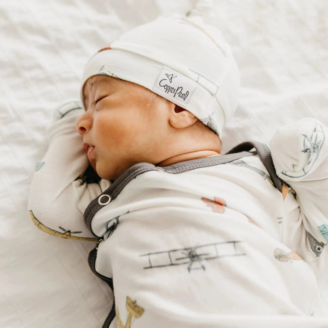 Copper Pearl Baby Ace Top Knot Hat