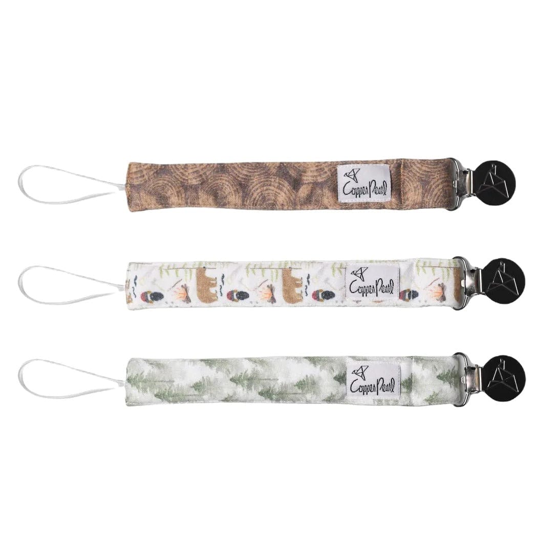 Copper Pearl pacifier clip Lumberjack Binky Clip Set