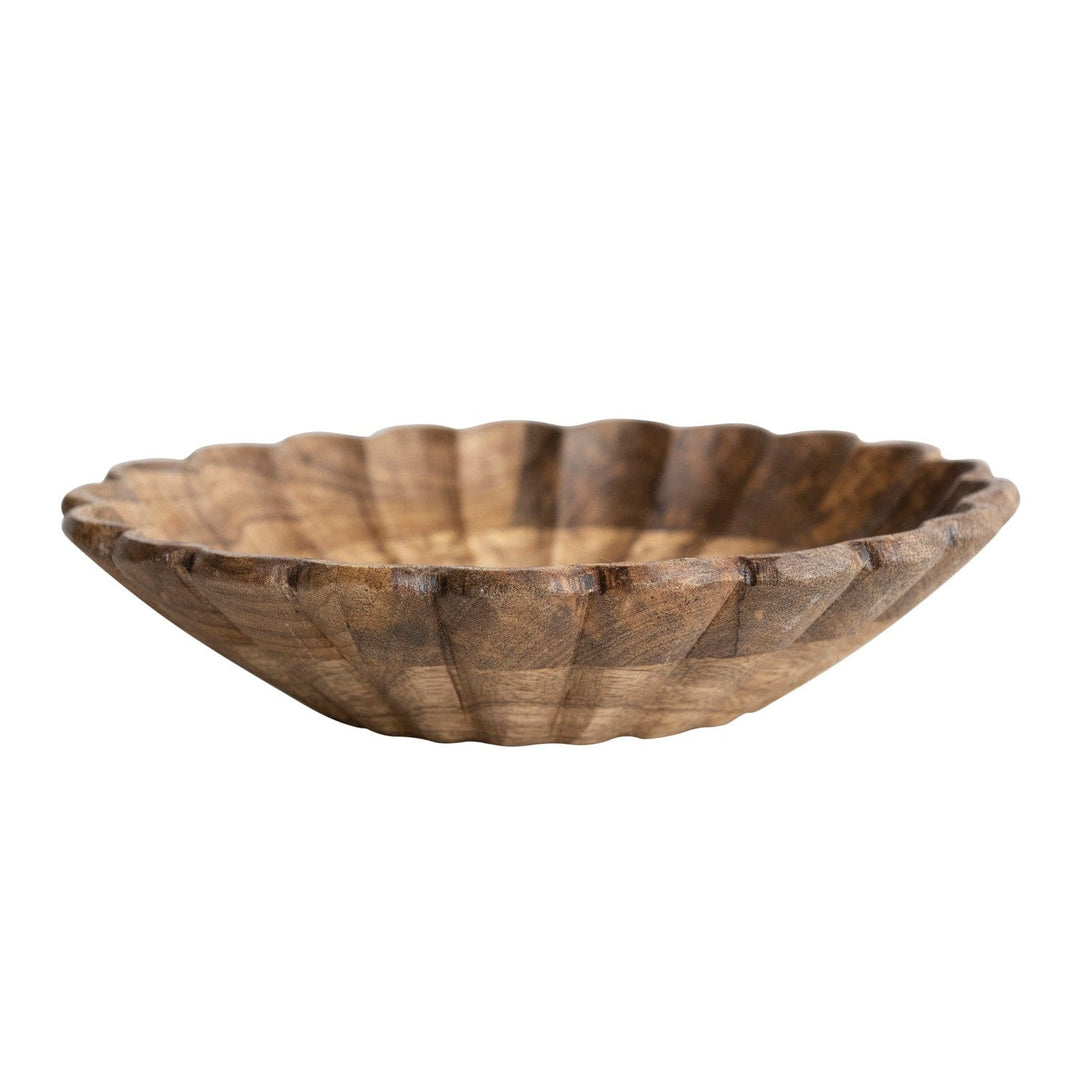 Creative Coop Bowl Mango Wood Scalloped Bowl